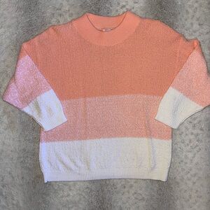 Vintage Aurielle Coral and White Crew Neck Sweater